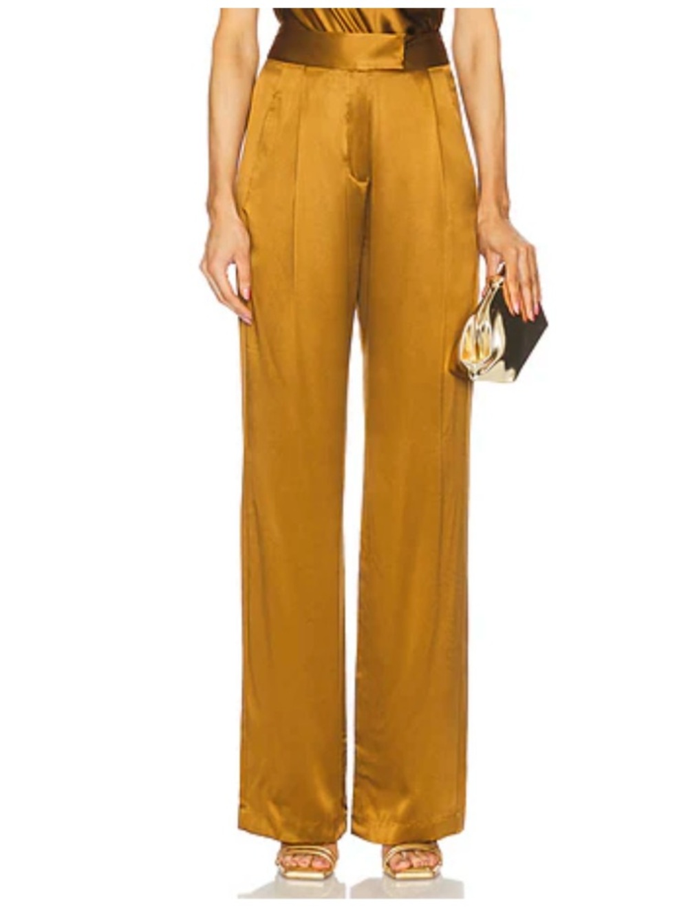 The Sei 100% Silk High Rise Relaxed Wide Leg Trouser Satin Pant Burnt Orange 0